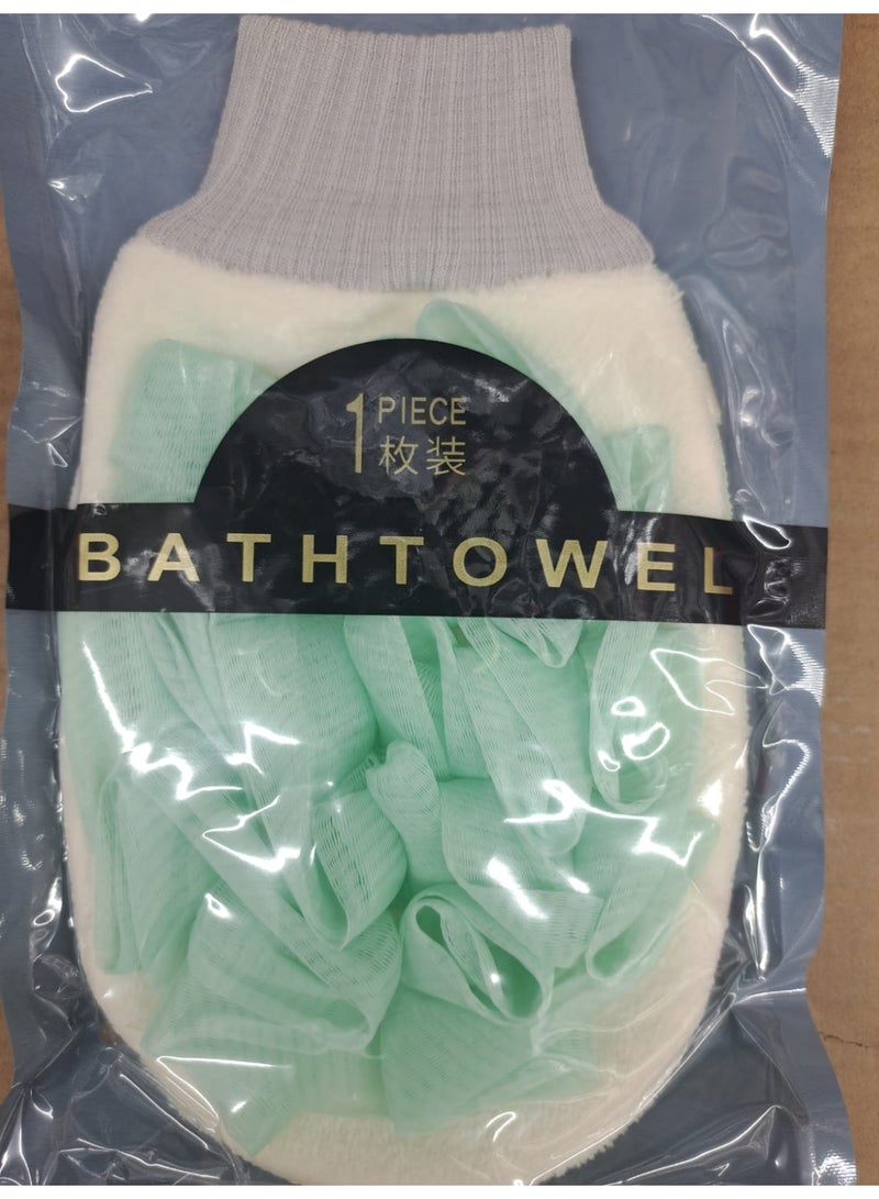 3-Piece Bath Shower Loofah Set with Soft Exfoliating Gloves – Body Scrubber Bath Towel Pack – Blue, Pink & Green - Image 5